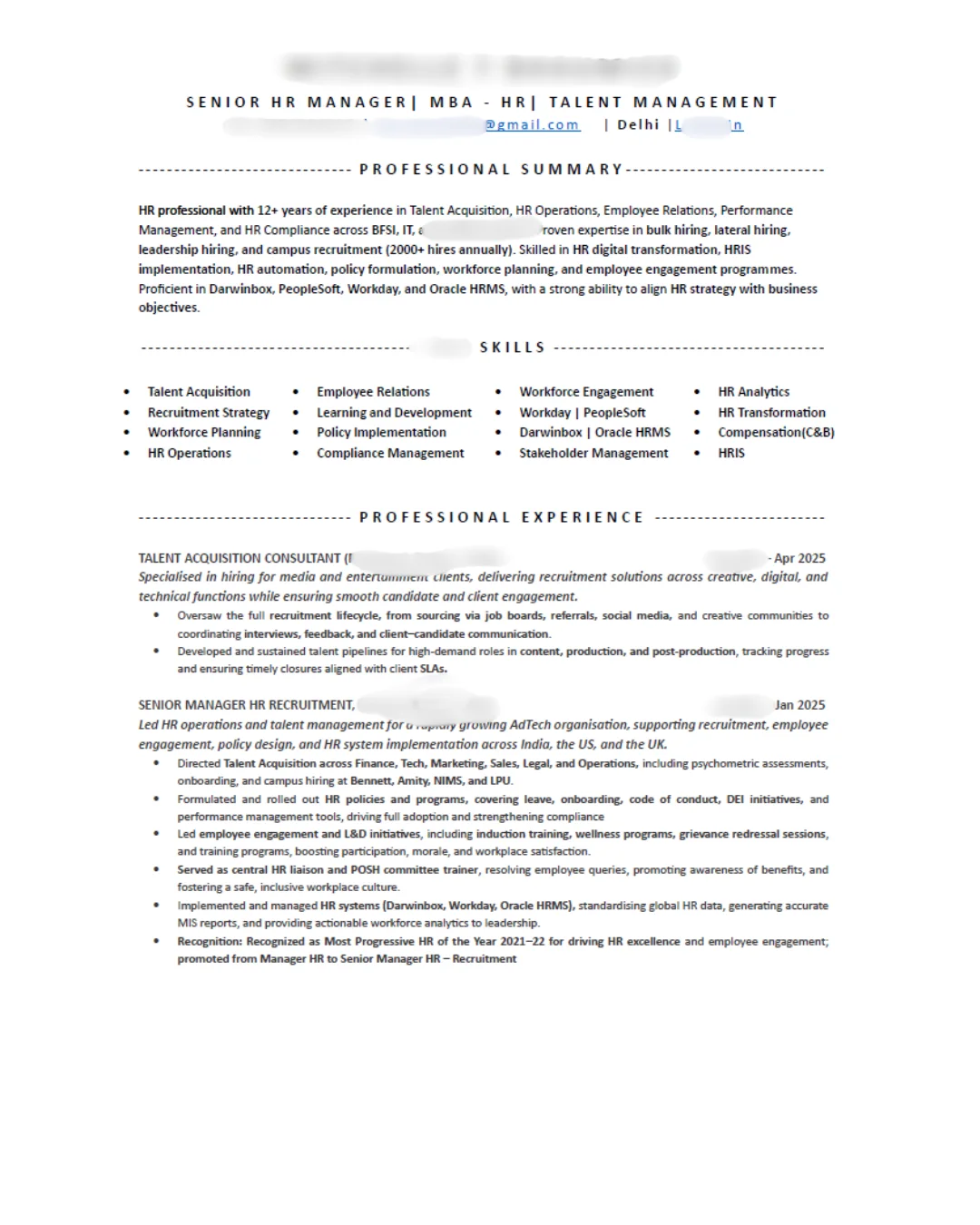Transformed CV first page