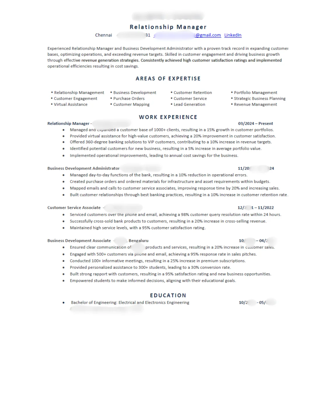 Transformed one-page CV