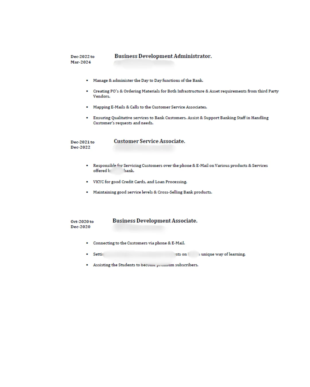 Original CV page 2