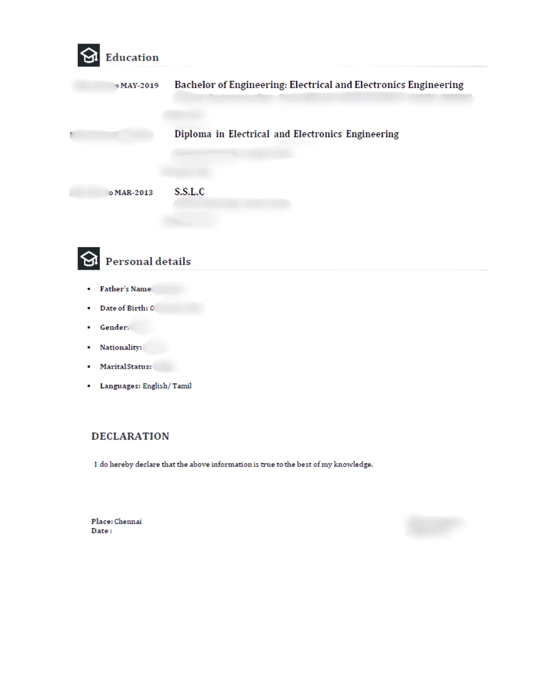 Original CV page 3