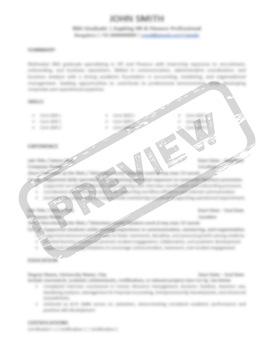 Graduate & Entry Level Template preview